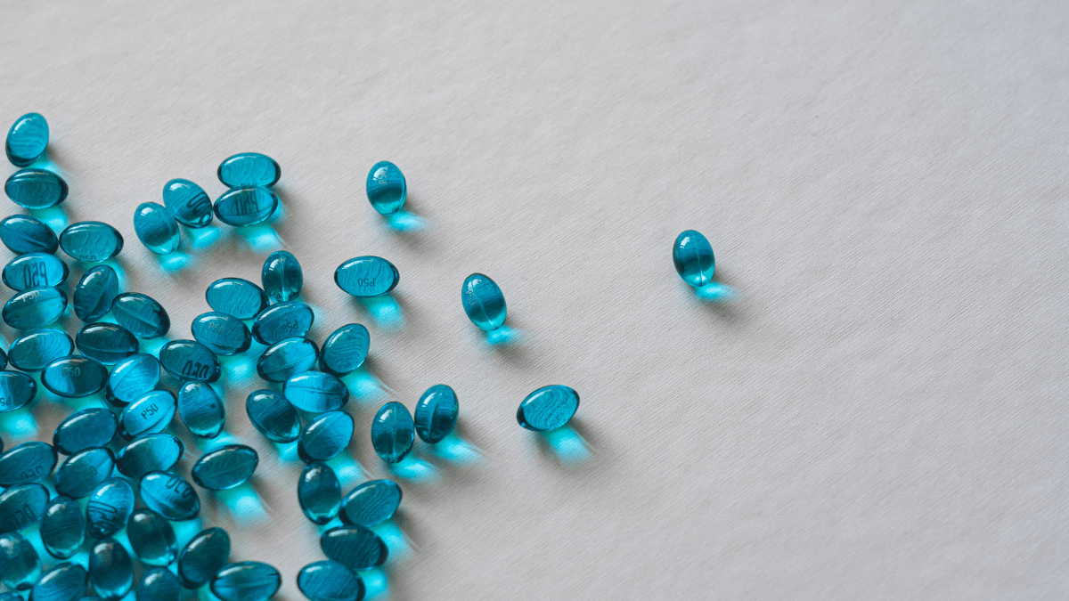 Blå Viagra Gelpiller på en plan yta