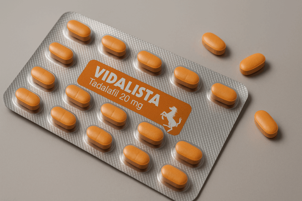 Blisterförpackning med Vidalista 20 mg tabletter.