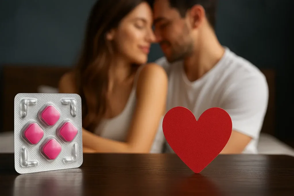 Lovegra 100 tabletter som symboliserar intimitet och kärlek