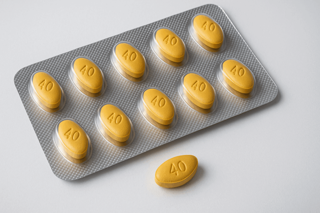 Blisterförpackning med Tadalafil 40 mg tabletter